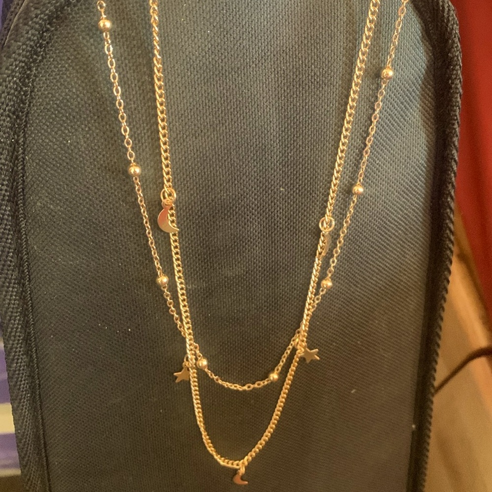 Star and moon with accent balls necklace